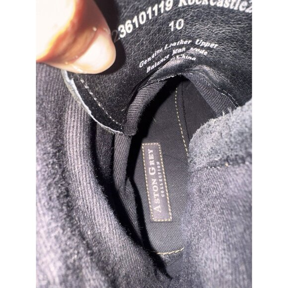 Ashton Grey Black Leather Lace Up Buckle Boots Size 10 - Picture 8 of 8